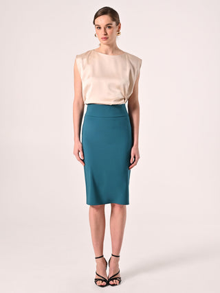 Peacock Green Skirt in Technical Fabric