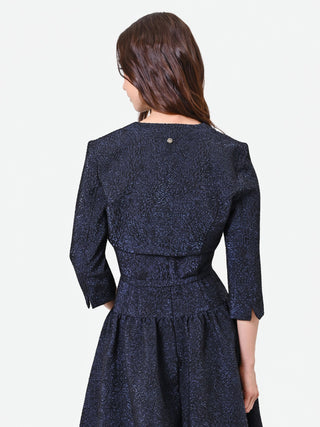 Navy Blue Jacquard Bolero