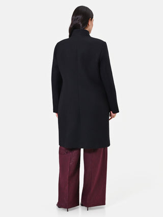 Black Curvy Coat with Gold Buttons