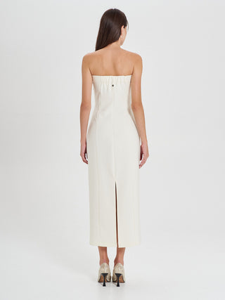 White Sheath Dress in Textured Cady