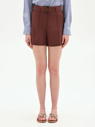 Schokobraune Shorts mit Taillengürtel