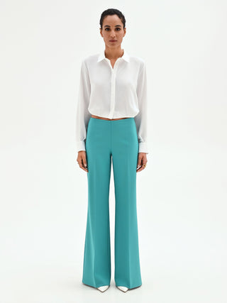 Turquoise High-Waisted Palazzo Pants