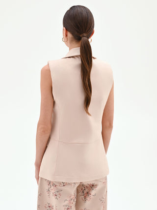 Gilet simple boutonnage rose poudré effet suédine