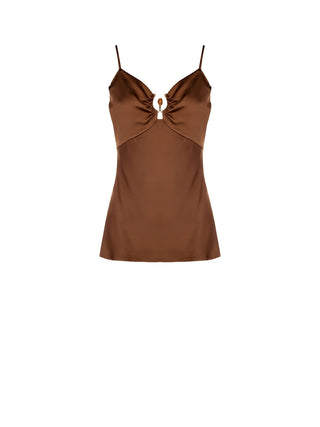 Top in Raso Marrone