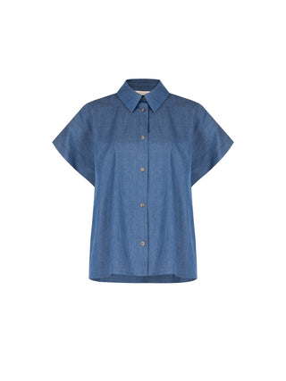 Camicia blu indaco in chambray