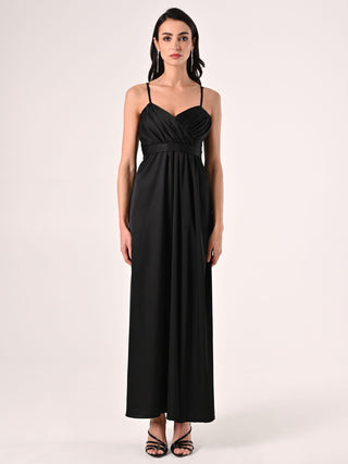 Robe noire coupe empire en satin