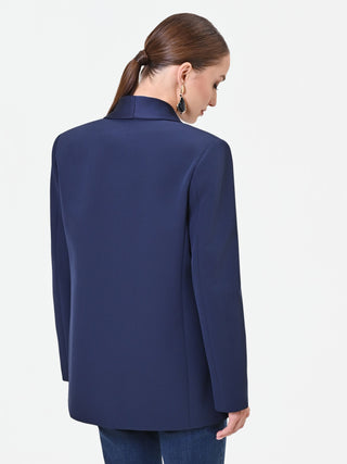 Navy Blue Shawl Collar Jacket