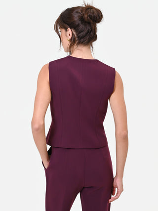 Gilet Studio asimmetrico bordeaux rosso in crepe