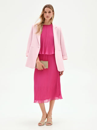 Robe midi fuchsia plissée
