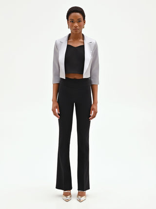 Silver Satin Cropped Jacket