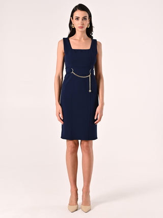 Robe fourreau bleue en néoprène