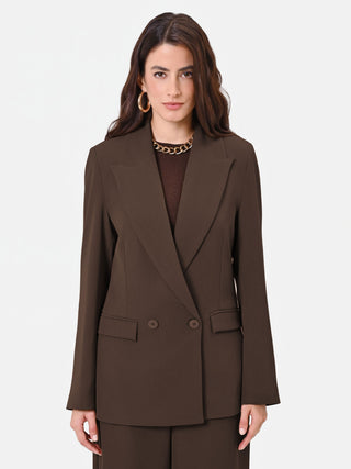 Brown unstructured double-breasted jacket