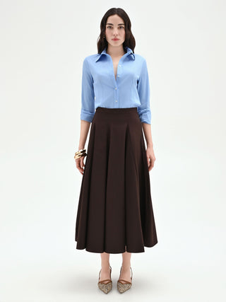 Chocolate Poplin Full Skirt