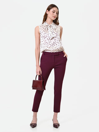 Clean-Lined Burgundy Cigarette Trousers
