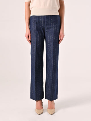 Pinstriped Denim Trousers