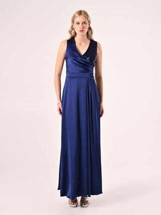 Abito Lungo Blu Paillettes