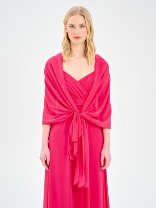 Étole en crêpe georgette fuchsia