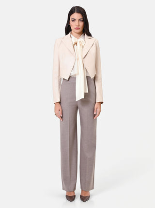 Giacca corta beige con revers