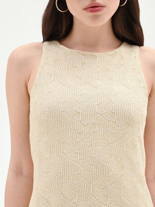 Geometric Gold Knit Maxi Dress