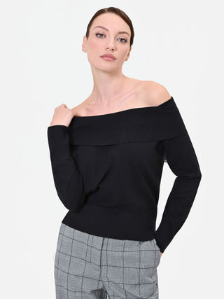 Black Off-the-Shoulder Viscose Top