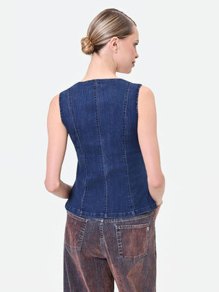 Bustier-Weste aus indigoblauem Denim