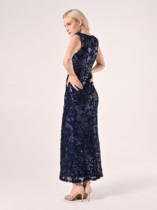 Abito Lungo Paillettes Blu