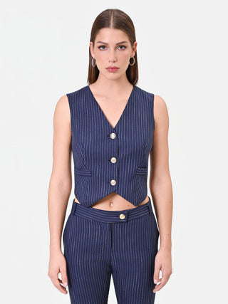 Navy blue pinstripe waistcoat