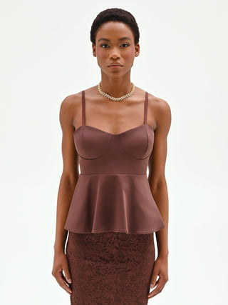 Chocolate Peplum Bustier Top