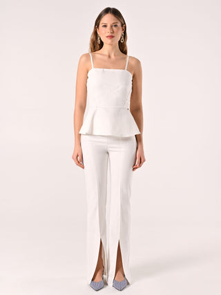 Top con Baschina in Cotone Bianco Operato