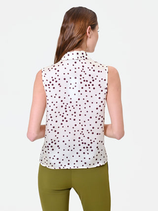 Bordeaux Polka Dot Satin Top