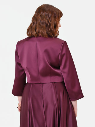 Curvy Burgundy Red Satin Shrug with Zip