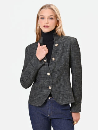Structured Military Green Basketweave Jacket