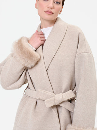 Cappotto corto a vestaglia tortora beige