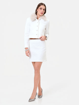 White Bouclé-Effect Miniskirt