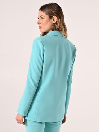 Double-breasted Jacket in Aqua Green Technical Fabric