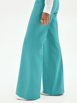 Turquoise High-Waisted Palazzo Pants