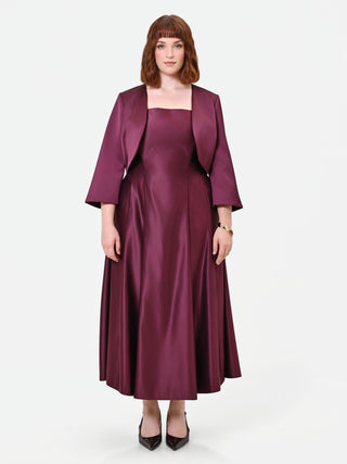 Curvy Burgundy Red Satin Shrug with Zip