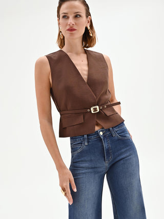 Belted Chocolate Waistcoat