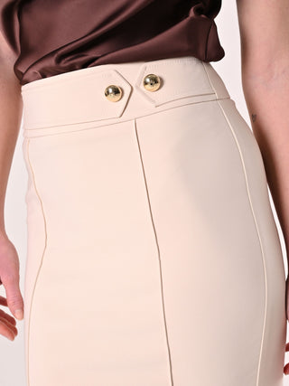 Beige Skirt with Buckle in Technical Fabric