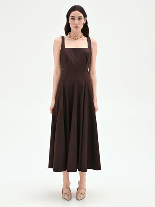 Chocolate Poplin Fit-and-Flare Dress Rinascimento Chocolate Poplin Fit-and-Flare Dress Rinascimento