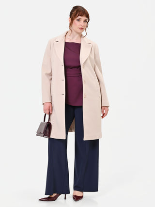 Curvy Beige Taupe Single-Breasted Coat