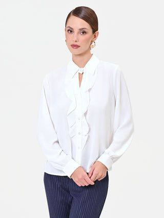 Camicia panna con volant