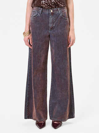 Brown Wide-Leg Jeans with Contrast Side Stripe