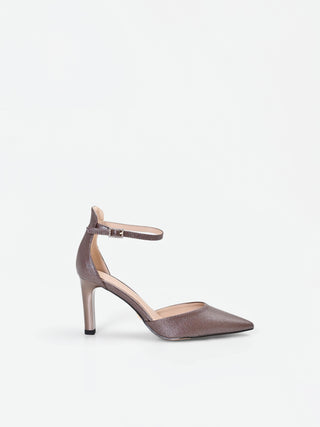 Escarpin d'Orsay chocolat à bride bijou