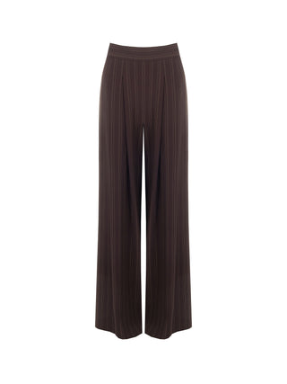 Dark Brown Pinstripe Palazzo Trousers