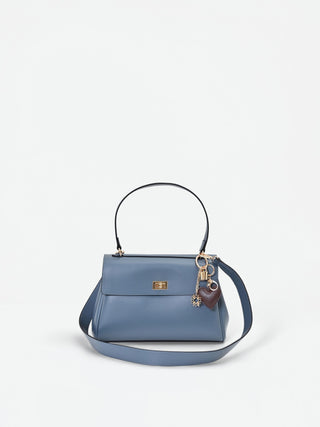 Borsa satchel blu con manico foulard