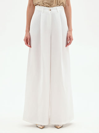 White Satin Palazzo Trousers