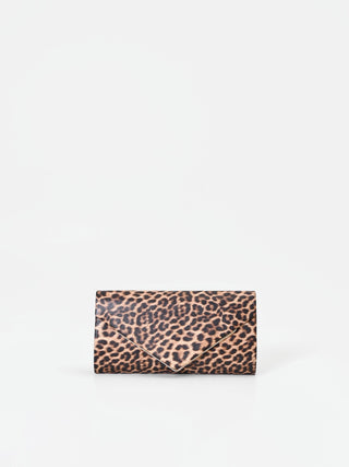 Schwarze Kuvert-Clutch mit Animal-Print und Golddetail