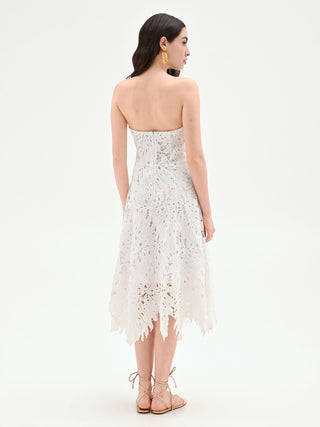 Robe midi blanche ajourée