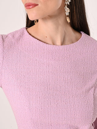 Vestido de tubo en tweed rosa